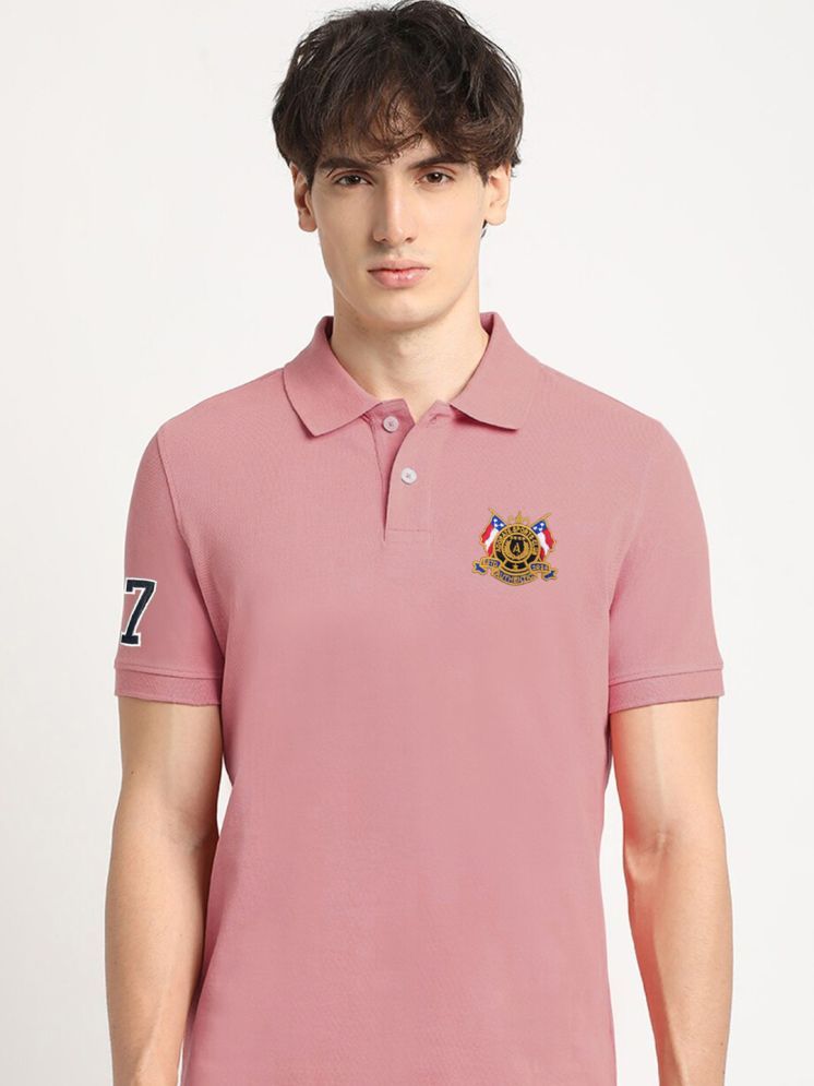     			ADORATE Cotton Blend Regular Fit Embroidered Half Sleeves Men's Polo T Shirt - Pink ( Pack of 1 )