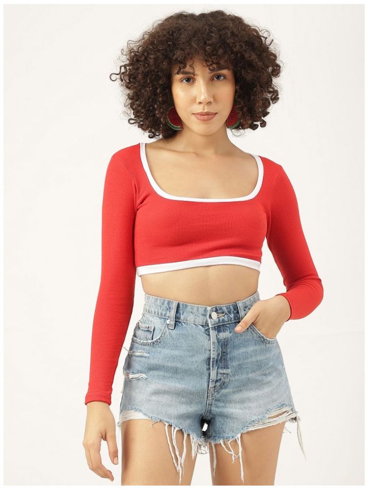     			Aahwan Red Cotton Blend Women's Crop Top ( Pack of 1 )