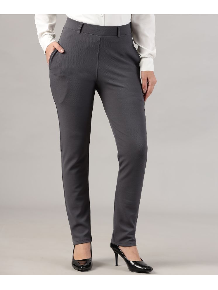     			FITHUB Dark Grey Polyester Slim Women's Formal Pants ( Pack of 1 )