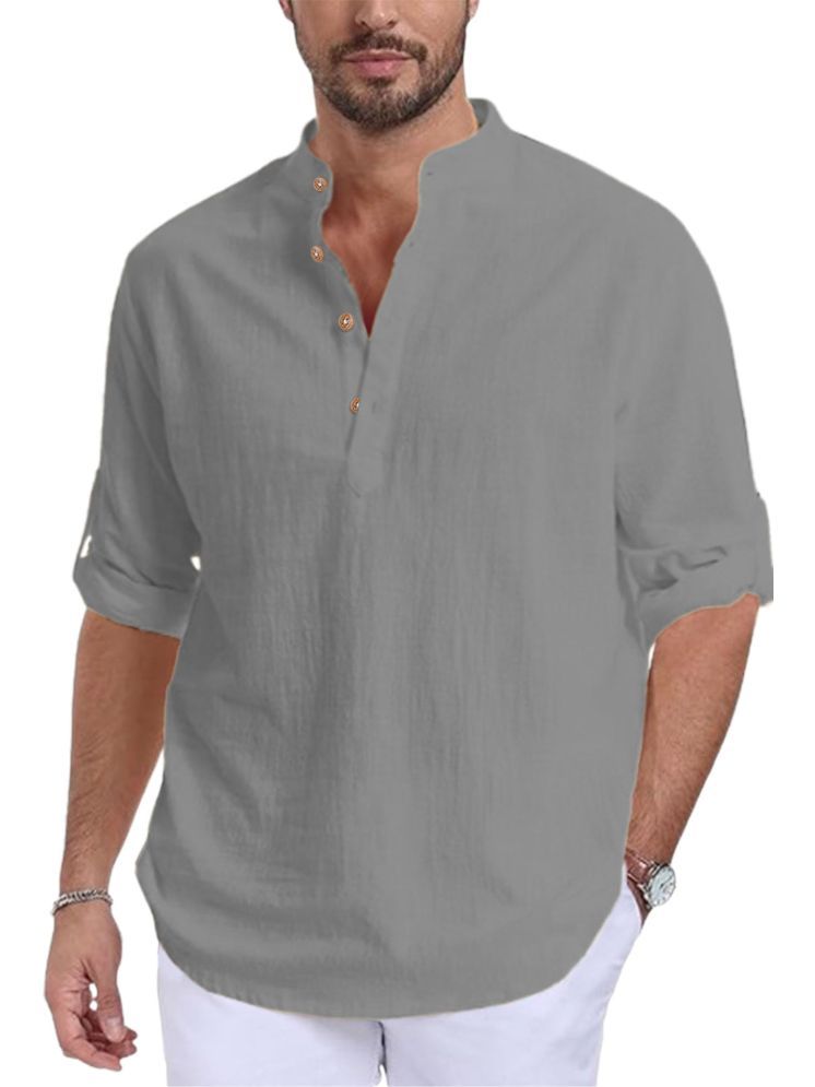     			Vida Loca Grey Cotton Blend Men's Shirt Style Kurta ( Pack of 1 )