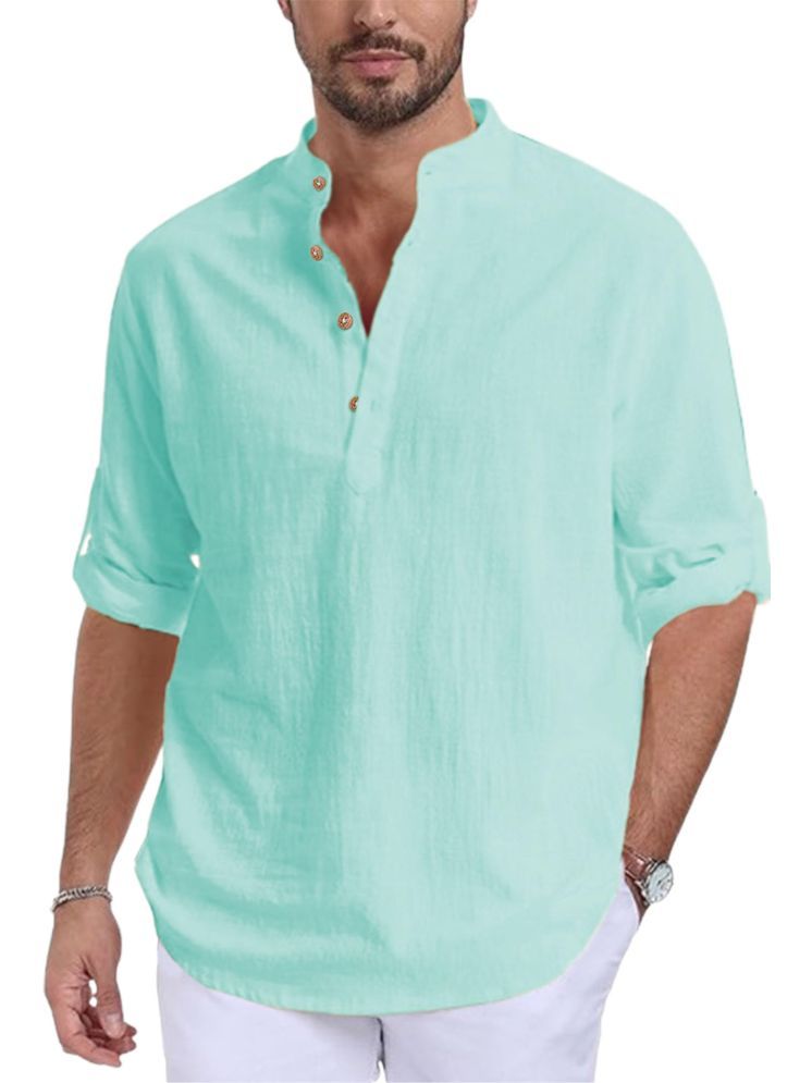     			Vida Loca Lime Green Cotton Blend Men's Shirt Style Kurta ( Pack of 1 )