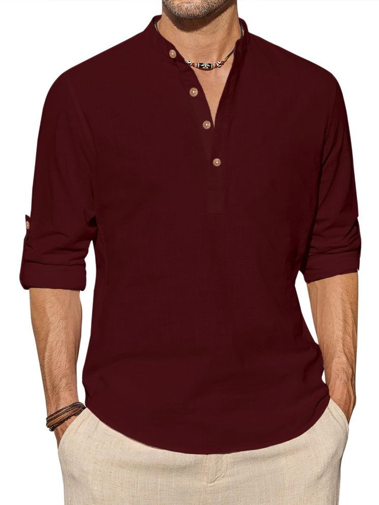     			Vida Loca Maroon Cotton Blend Men's Shirt Style Kurta ( Pack of 1 )