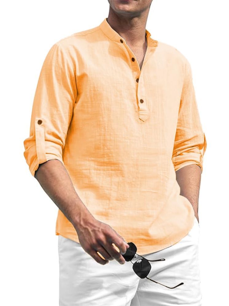     			Vida Loca Orange Cotton Blend Men's Shirt Style Kurta ( Pack of 1 )