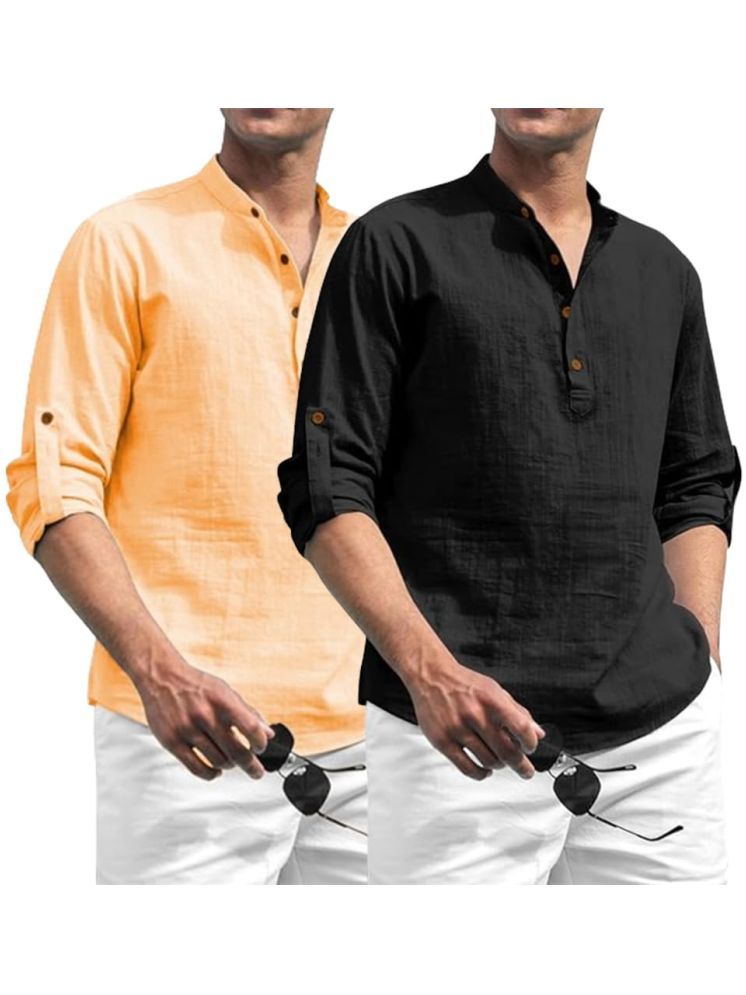     			Vida Loca Orange Cotton Blend Men's Shirt Style Kurta ( Pack of 2 )