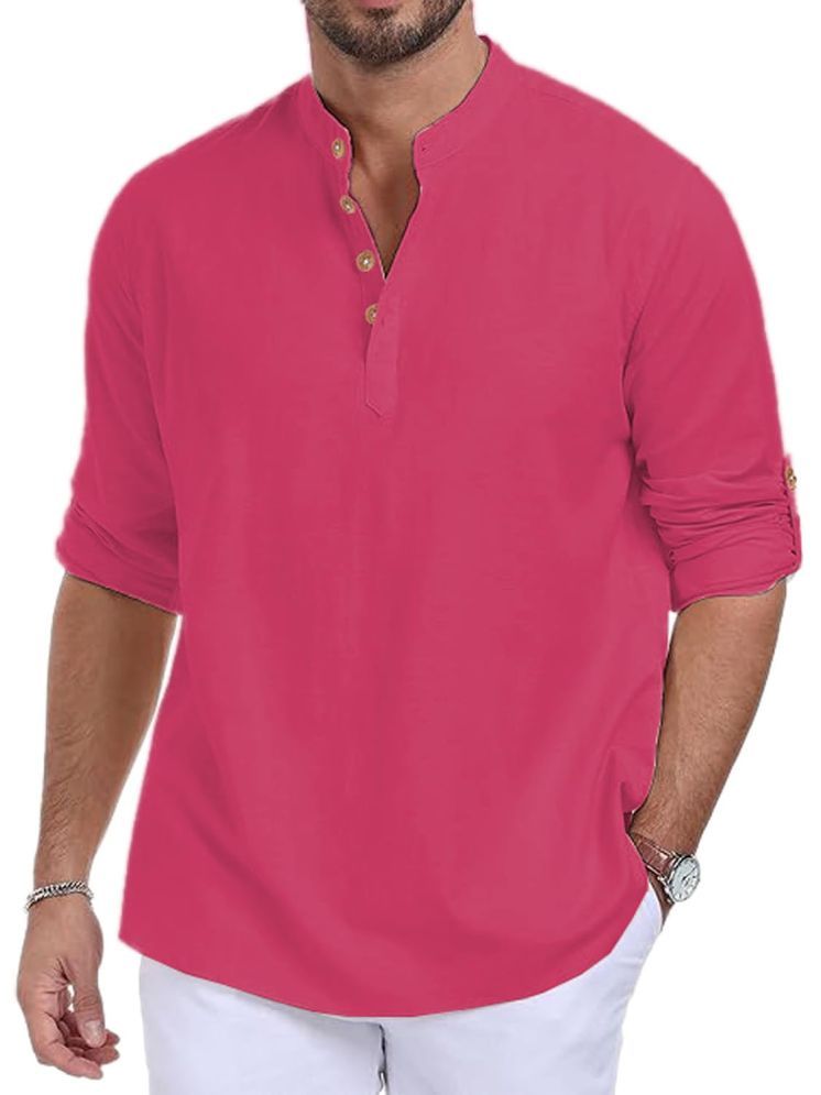     			Vida Loca Pink Cotton Blend Men's Shirt Style Kurta ( Pack of 1 )