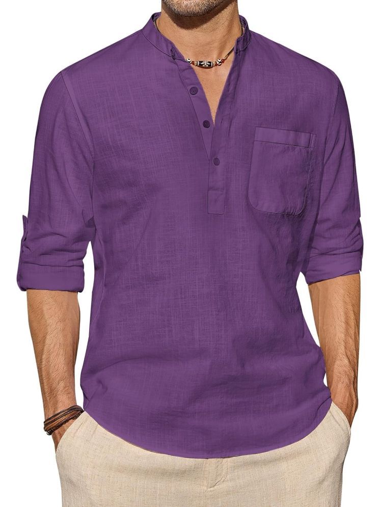     			Vida Loca Purple Cotton Blend Men's Shirt Style Kurta ( Pack of 1 )