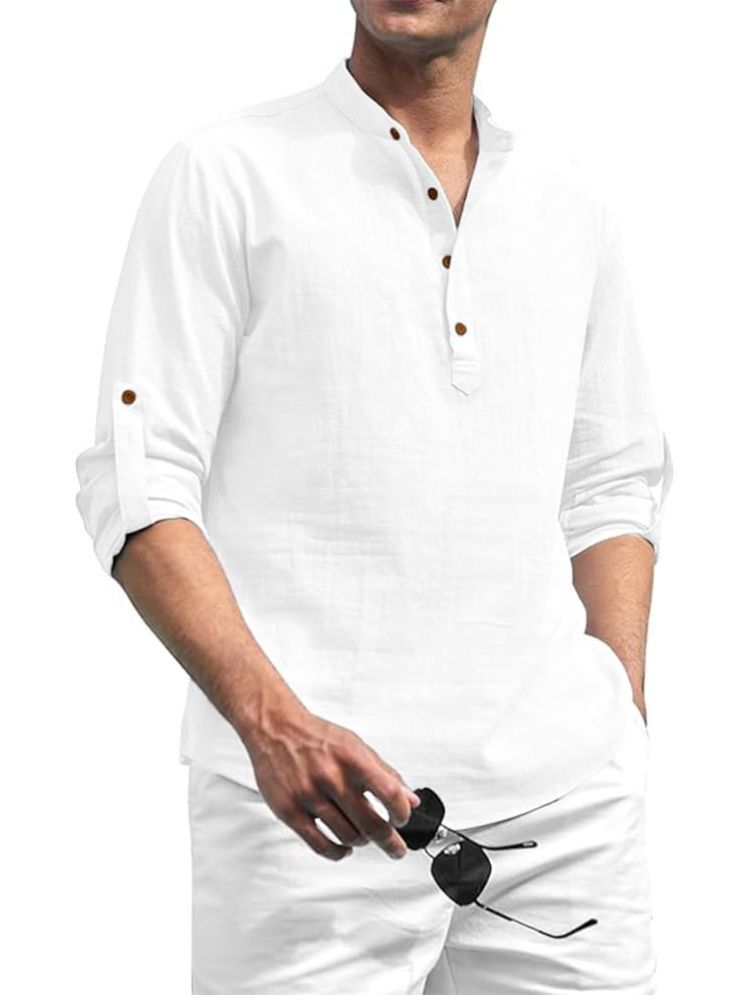     			Vida Loca White Cotton Blend Men's Shirt Style Kurta ( Pack of 1 )