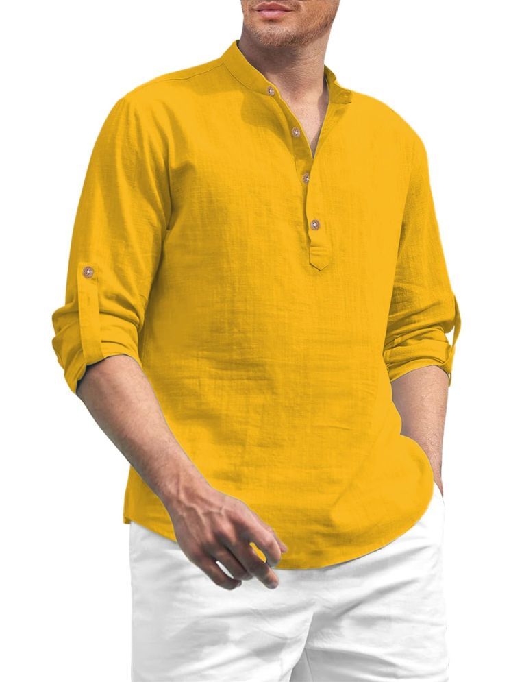     			Vida Loca Yellow Cotton Blend Men's Shirt Style Kurta ( Pack of 1 )