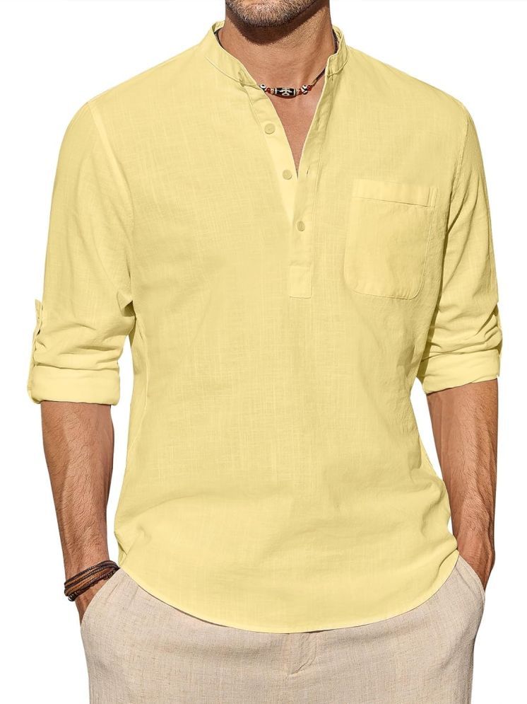     			Vida Loca Yellow Cotton Blend Men's Shirt Style Kurta ( Pack of 1 )