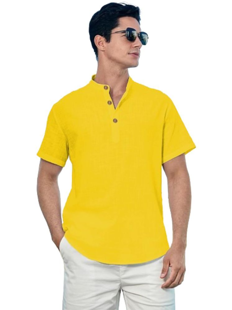     			Vida Loca Yellow Cotton Blend Men's Shirt Style Kurta ( Pack of 1 )