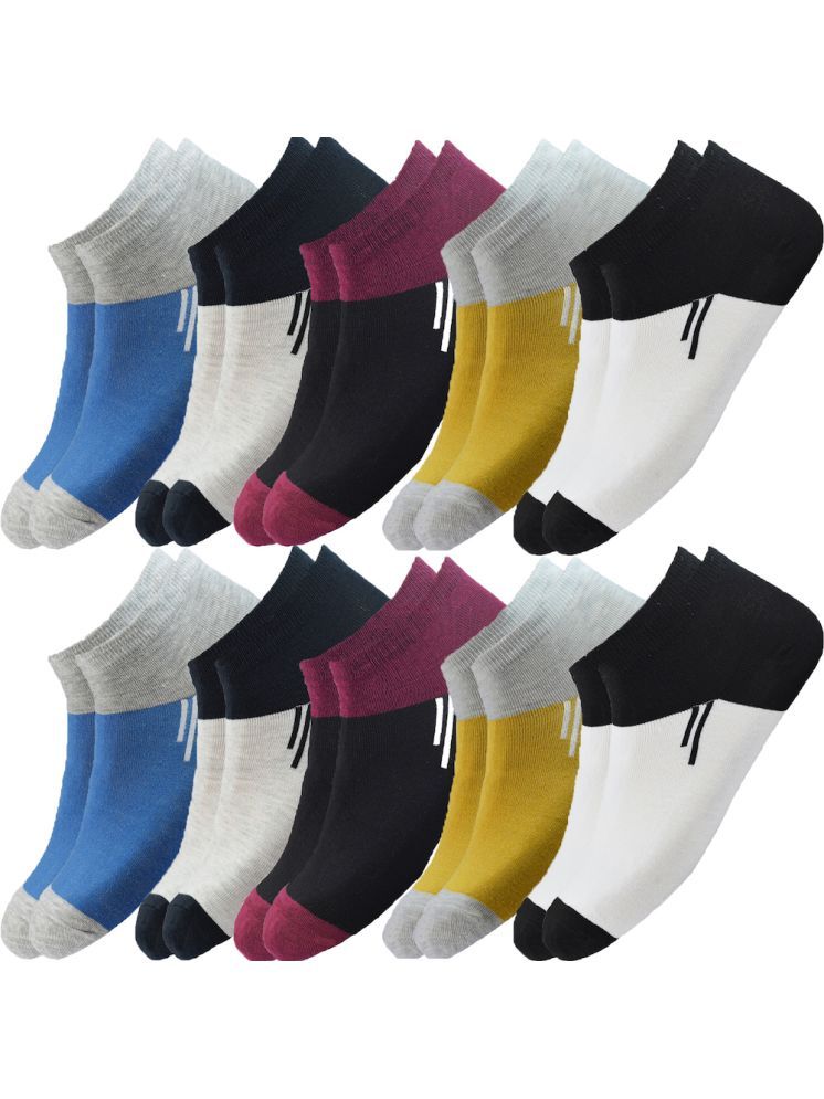     			hicode Blended Men's Colorblock Multicolor Ankle Length Socks ( Pack of 10 )