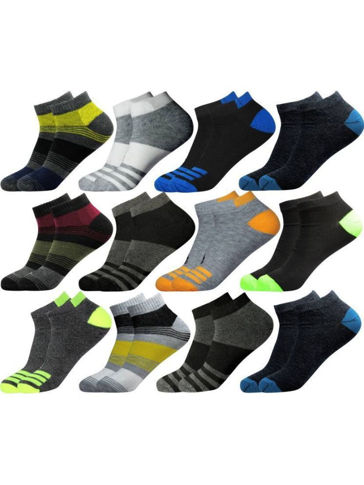     			hicode Blended Men's Colorblock Multicolor Ankle Length Socks ( Pack of 12 )