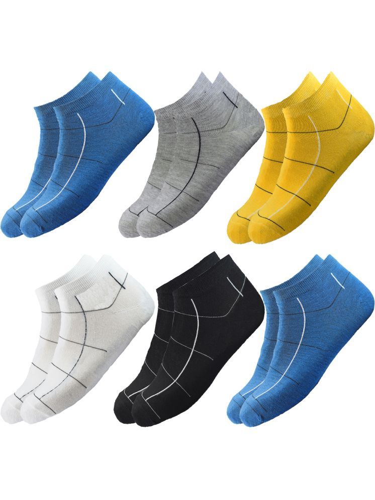     			hicode Blended Men's Striped Multicolor Ankle Length Socks ( Pack of 6 )