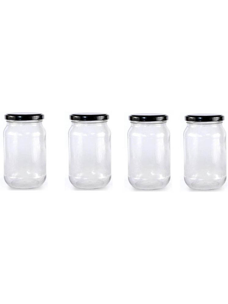     			1st Time Glass Container Jar Glass Transparent Cookie Container ( Set of 4 )