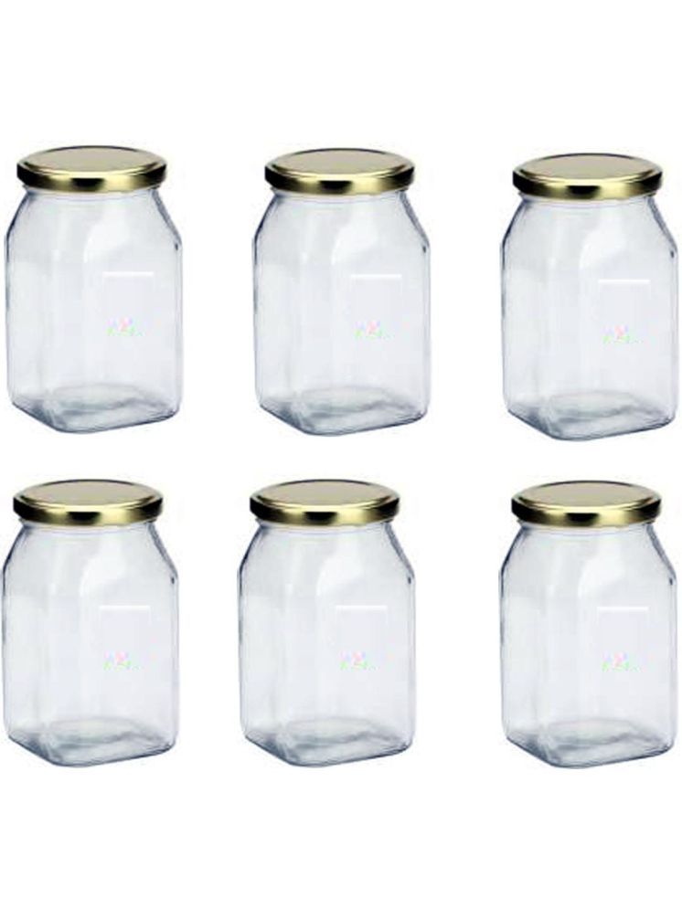     			1st Time Glass Container Jar Glass Transparent Cookie Container ( Set of 6 )