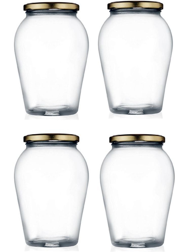     			1st Time Glass Container Jar Glass Transparent Cookie Container ( Set of 4 )