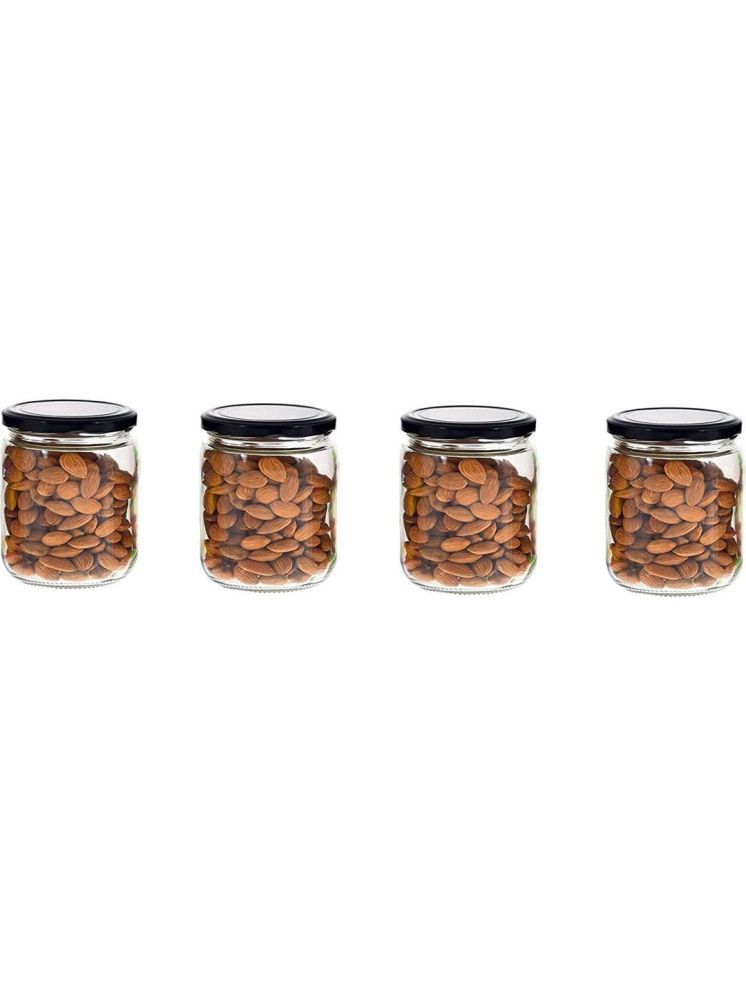     			1st Time Glass Container Jar Glass Transparent Cookie Container ( Set of 4 )