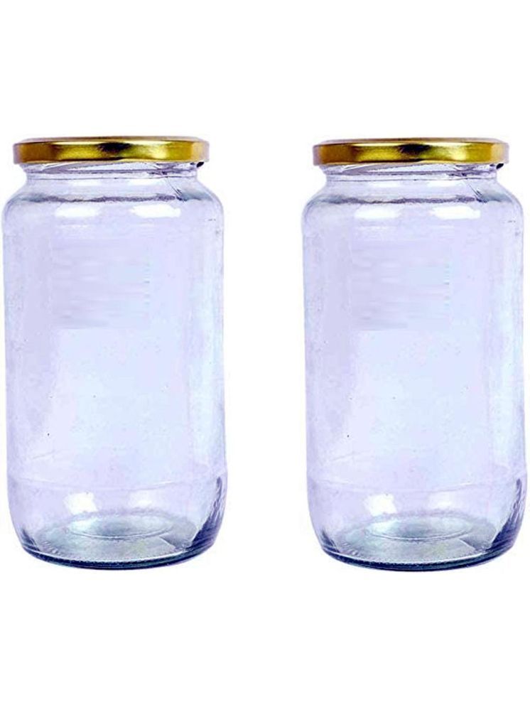     			1st Time Glass Container Jar Glass Transparent Cookie Container ( Set of 2 )