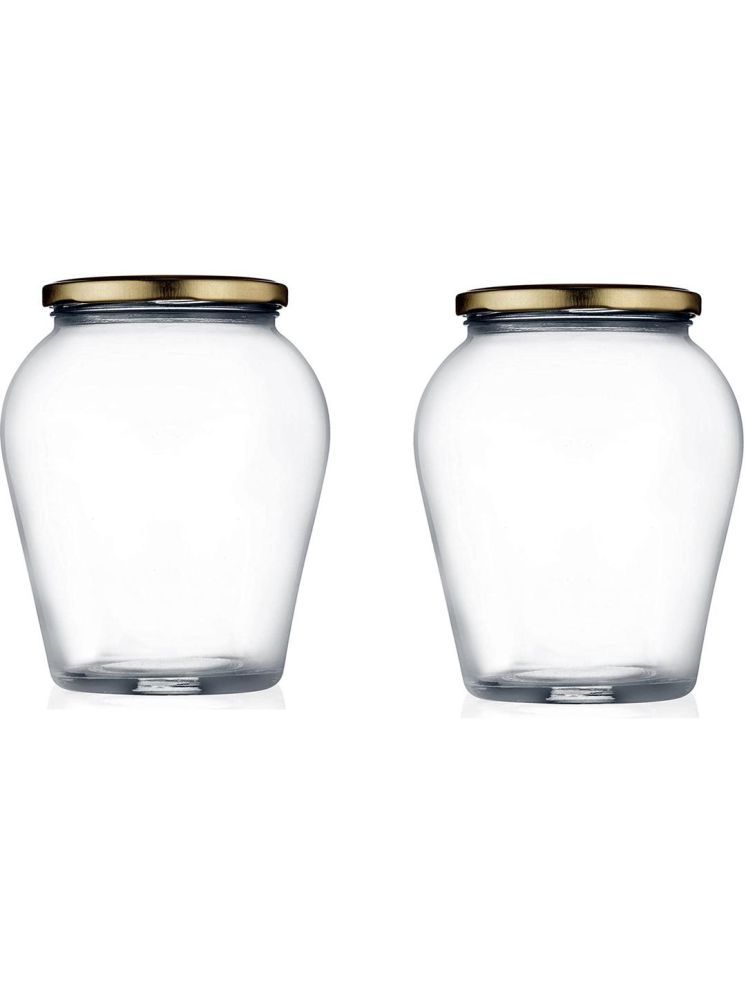     			1st Time Glass Container Jar Glass Transparent Cookie Container ( Set of 2 )