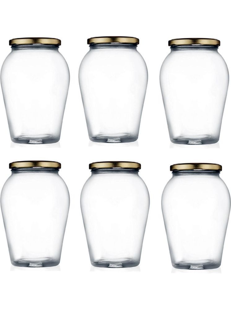     			1st Time Glass Container Jar Glass Transparent Cookie Container ( Set of 6 )