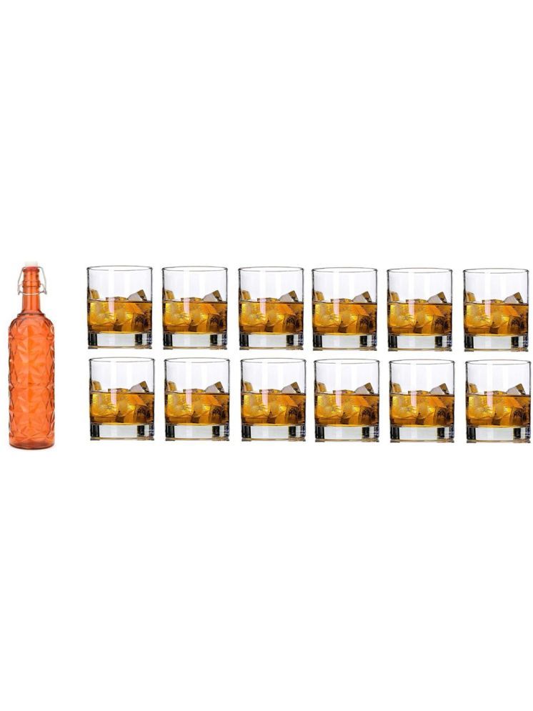     			1st Time Glass Serving Set with Bottle Orange Glass Fridge Water Bottle 270 mL ( Set of 13 )