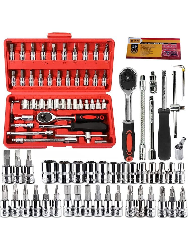     			46-In-1 Tool Kit & Screwdriver Set: Versatile Hand Tool Kit with Precision Sockets, Wrenches, and Screwdrivers. Ideal for Home Things, Cycle, Bikes, Cars, and More