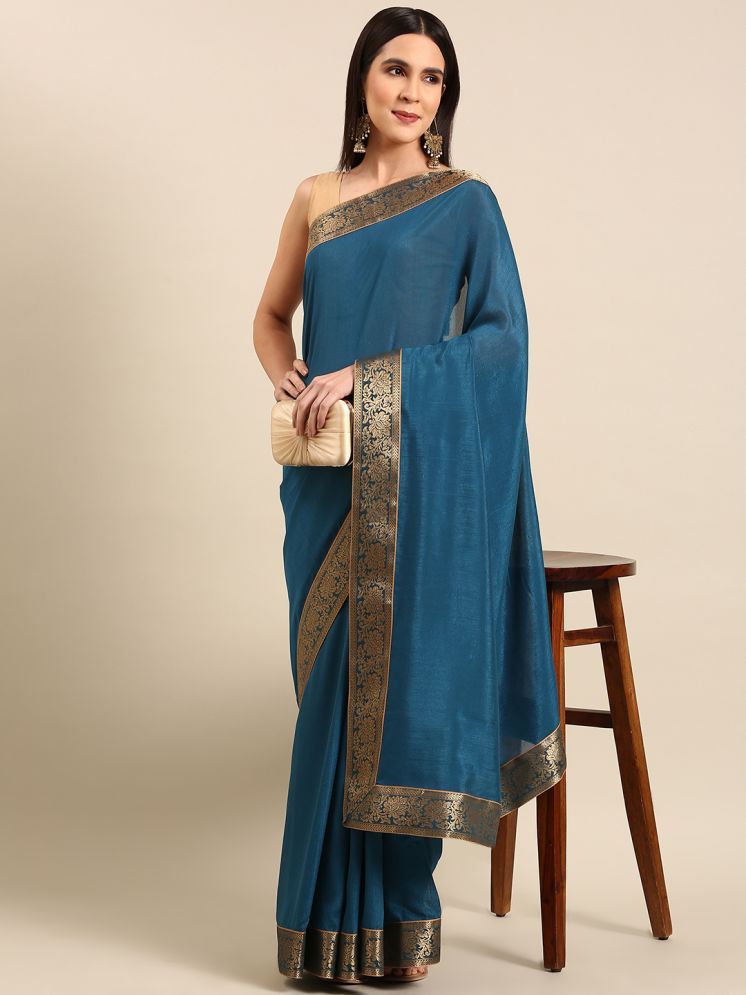     			Aishwarya Art Silk Embellished Saree With Blouse Piece - Blue ( Pack of 1 )