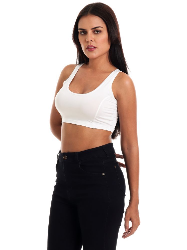     			Aura Glam White Lycra Regular Fit Women's T-Shirt ( Pack of 1 )