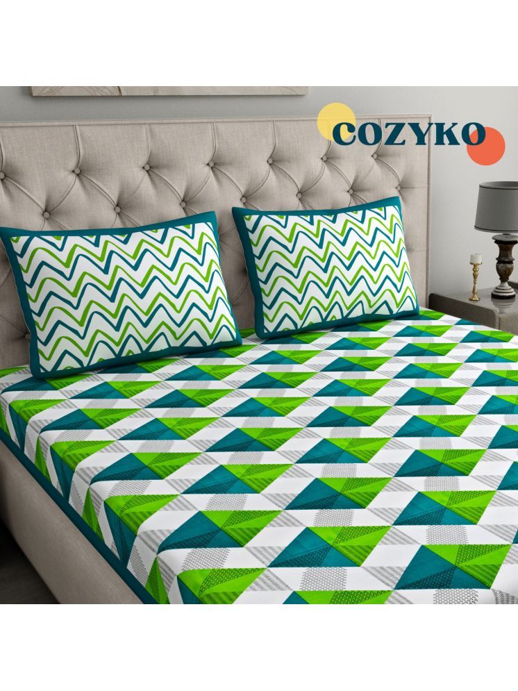     			COZYKO Cotton Ethnic 1 Double with 2 Pillow Covers - Multicolor