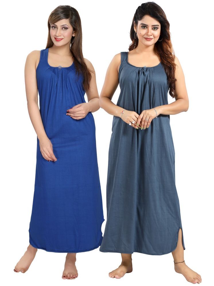     			Cinco Multicolor Cotton Blend Women's Nightwear Nighty & Night Gowns ( Pack of 2 )