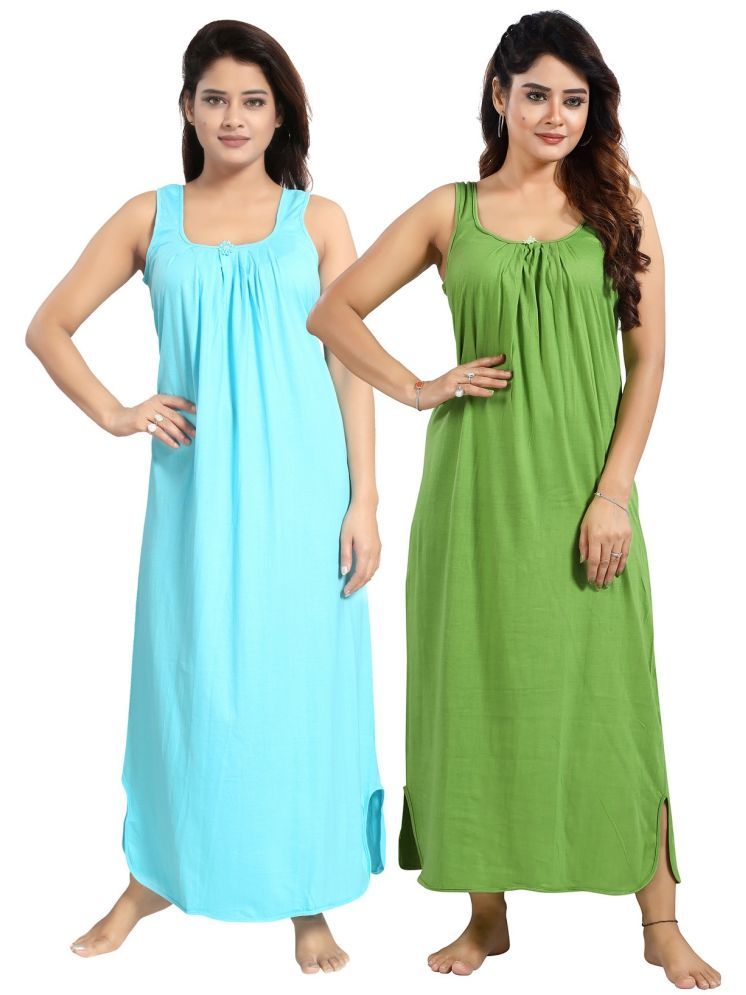     			Cinco Multicolor Cotton Blend Women's Nightwear Nighty & Night Gowns ( Pack of 2 )