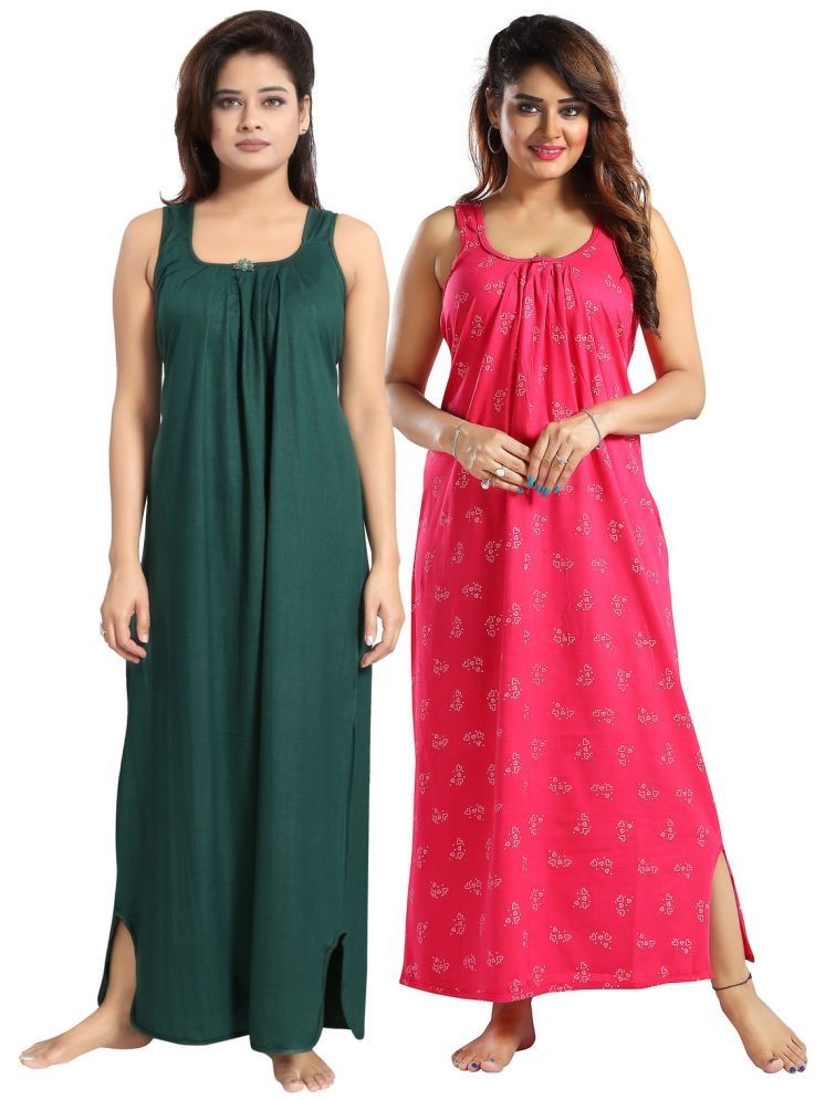     			Cinco Multicolor Cotton Blend Women's Nightwear Nighty & Night Gowns ( Pack of 2 )