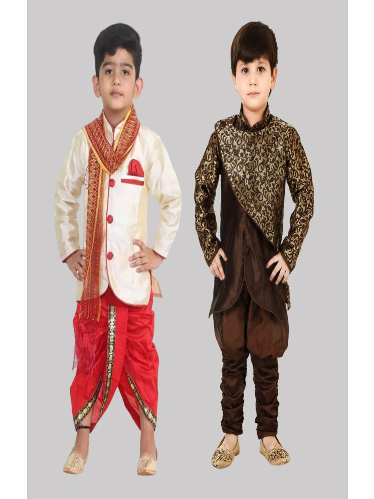     			Coxxup Multicolor Silk Blend Boys Sherwani ( Pack of 2 )