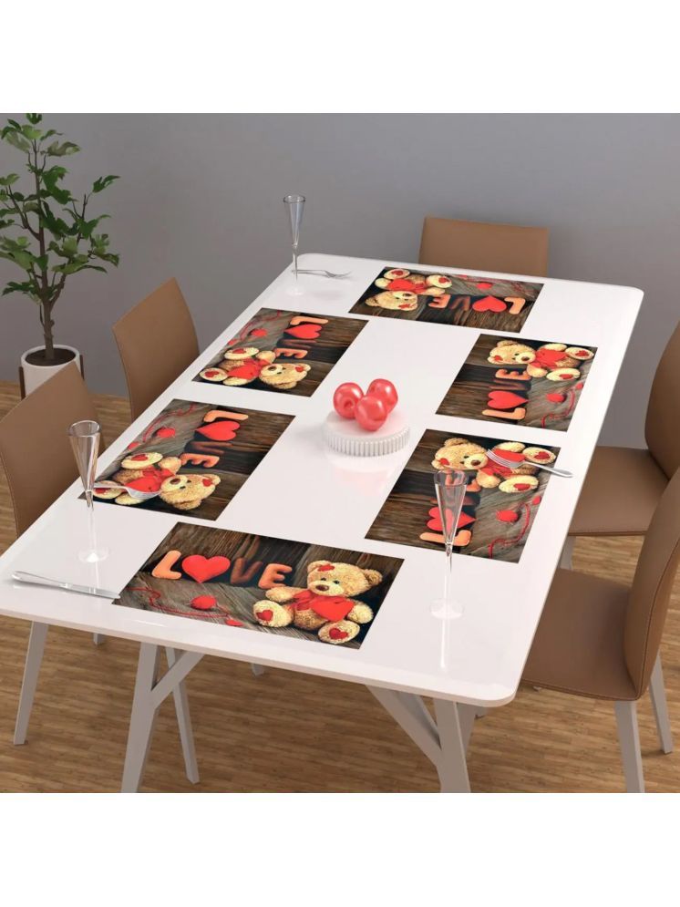     			Crosmo PVC Abstract Printed Table Mats ( 45 cm x 30 cm ) Pack of 6 - Brown