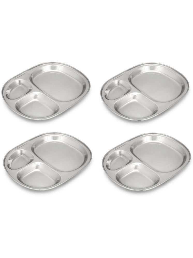     			Dynore 4 Pcs Stainless Steel Silver Partition Plate