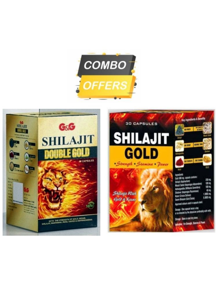     			G&G Pharmacy Shilajit With Gold 30 no.s & Shilajit With Double Gold Capsule 30no.s Pack Of 2