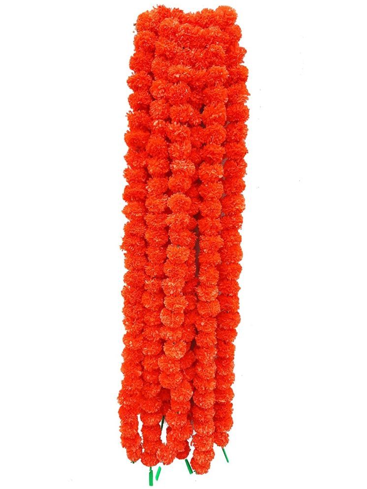     			Green plant indoor - Orange Marigold Artificial Garland ( Pack of 5 )