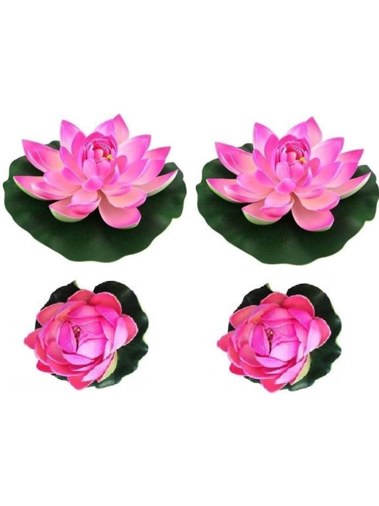     			Green plant indoor - Pink Lotus Artificial Floating Flower ( Pack of 4 )