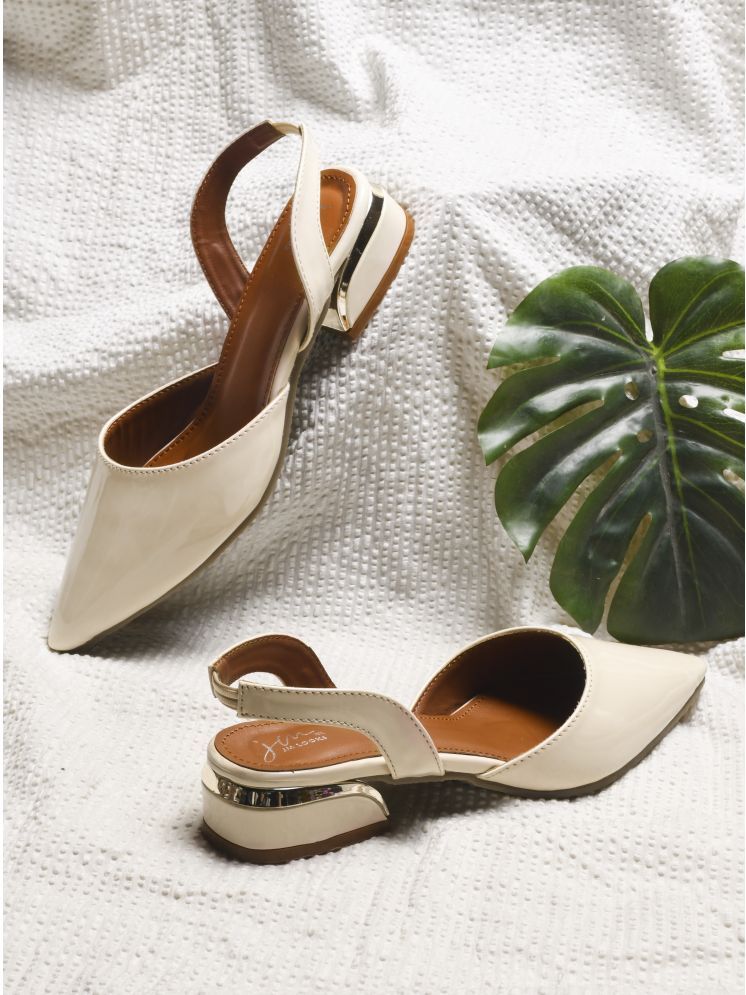     			JM Looks Cream Women's Mules Heels