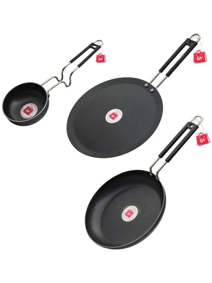     			LAZYWINDOW Black Iron No Coating Cookware Sets ( Set of 3 )