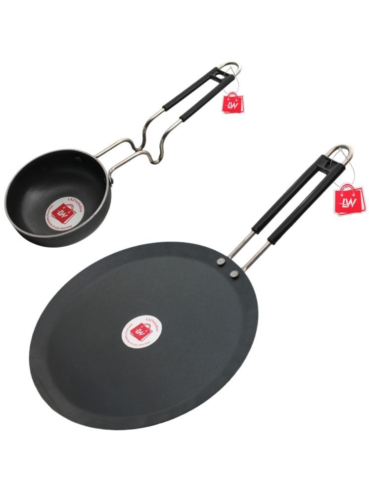     			LAZYWINDOW Tawa & Tadka Pan Black Iron No Coating Cookware Sets ( Set of 1 )