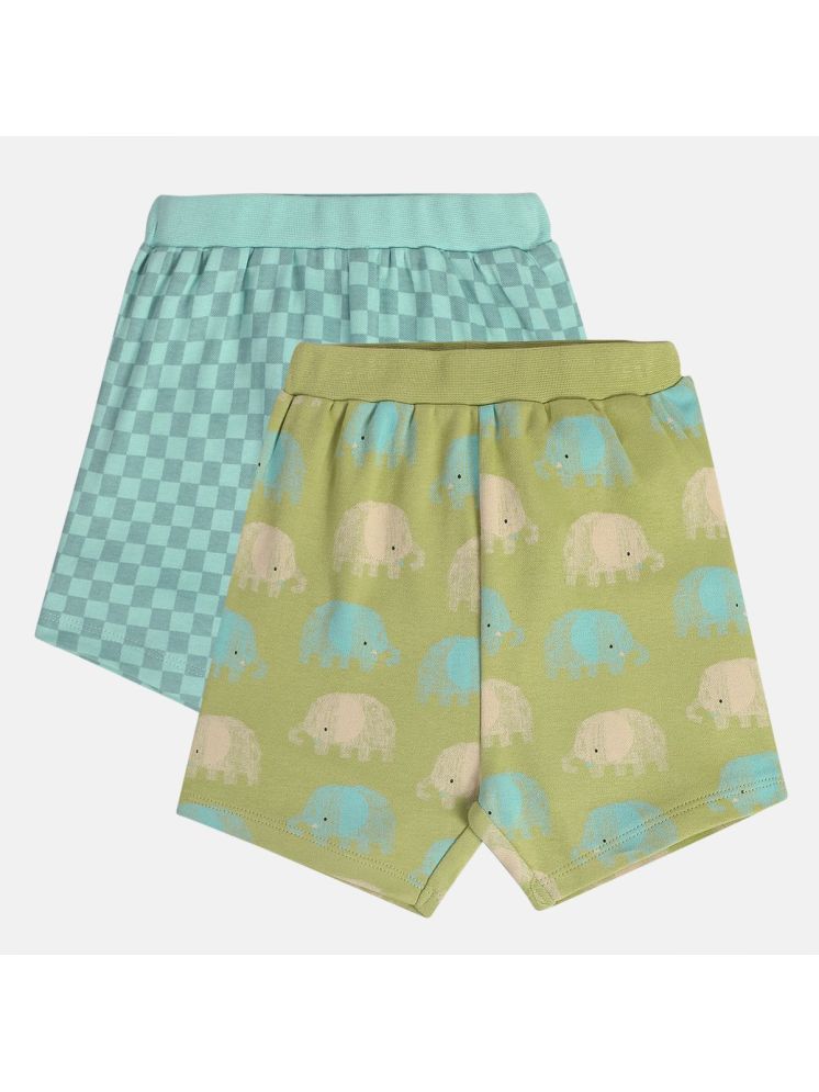     			Miniklub Baby Boys  Thigh Length Knit Shorts, Pack of 2 (Green/Blue Color)