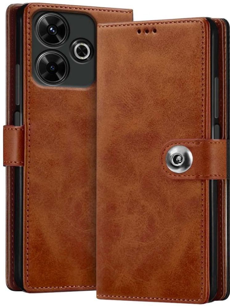     			NBOX Brown Flip Cover Leather Compatible For Redmi 13 5G ( Pack of 1 )