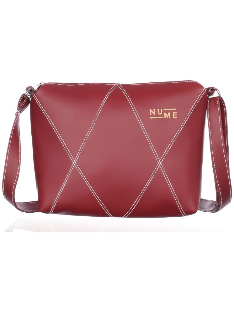     			NuMe Maroon PU Sling Bag