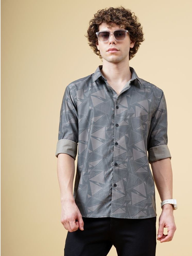     			Paul Street Polyester Slim Fit Printed Rollup Sleeves Men's Casual Shirt - Green ( Pack of 1 )