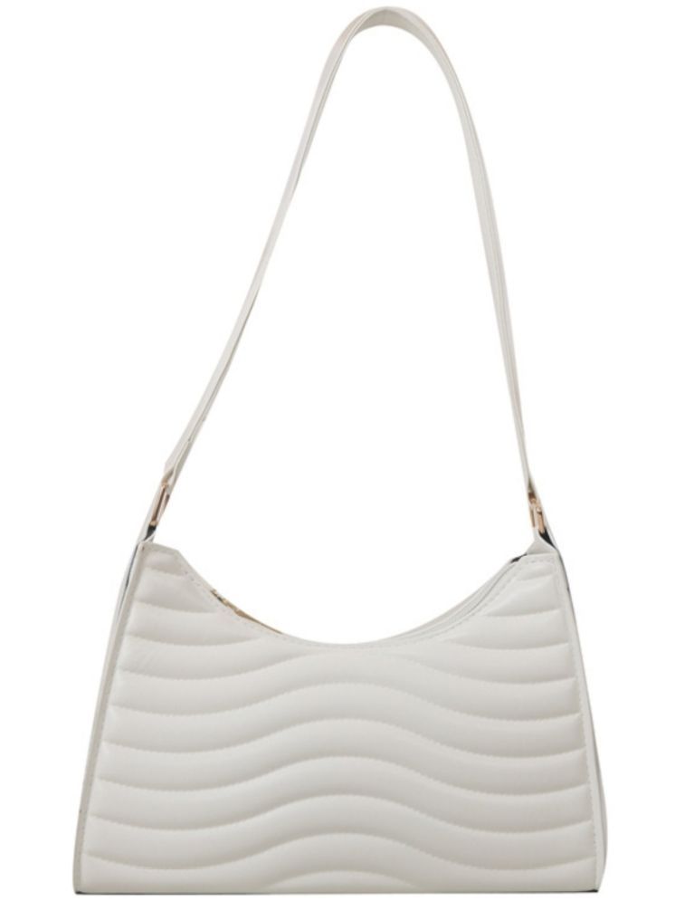     			Santorini White Faux Leather Hobo Bag