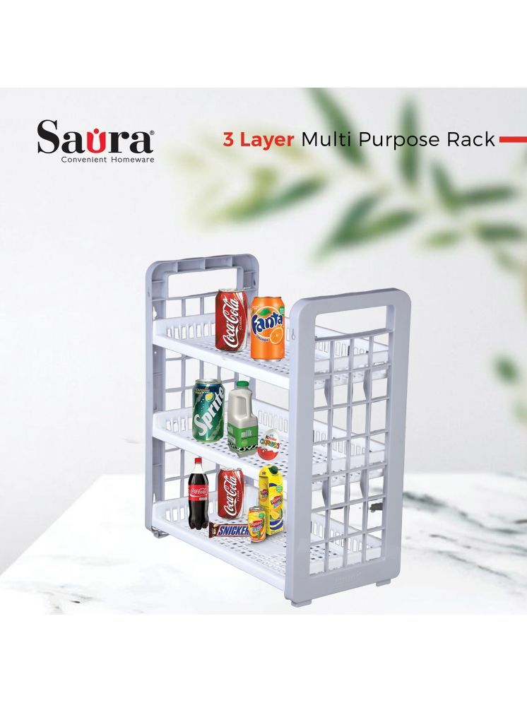     			Saura Light Grey Plastic Kitchen Trolleys ( Pack of 1 )