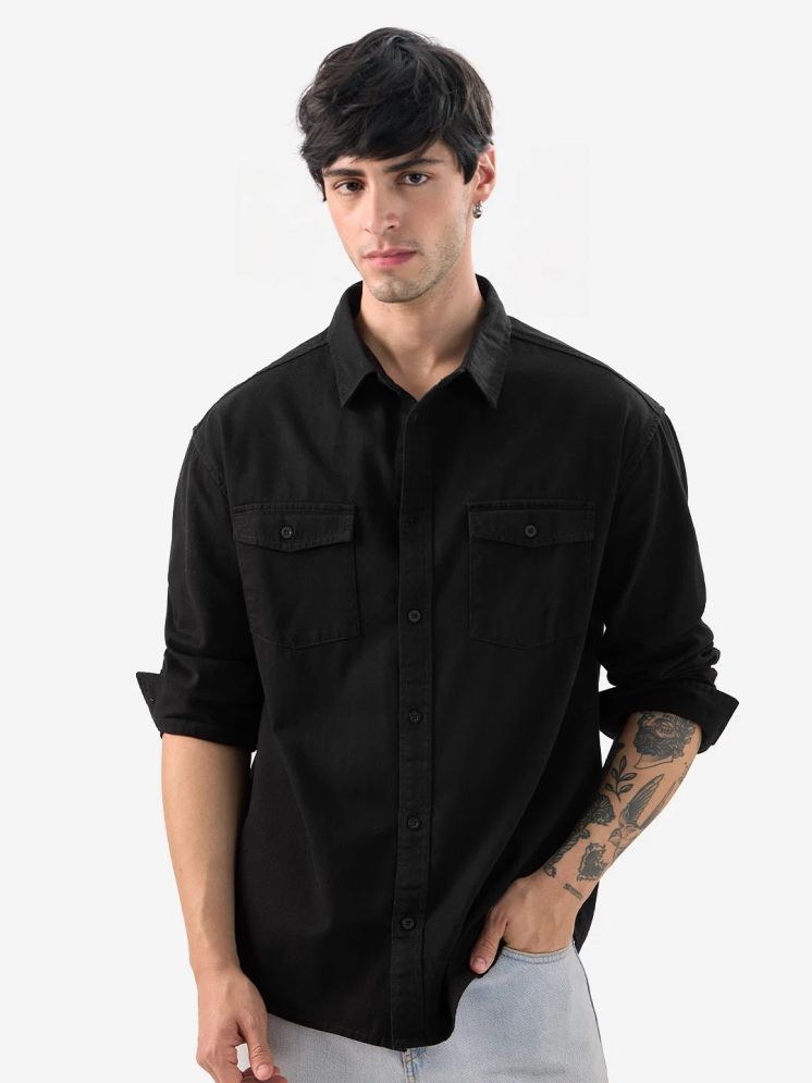     			TOROLY 100% Cotton Slim Fit Solids Full Sleeves Men's Casual Shirt - Black ( Pack of 1 )