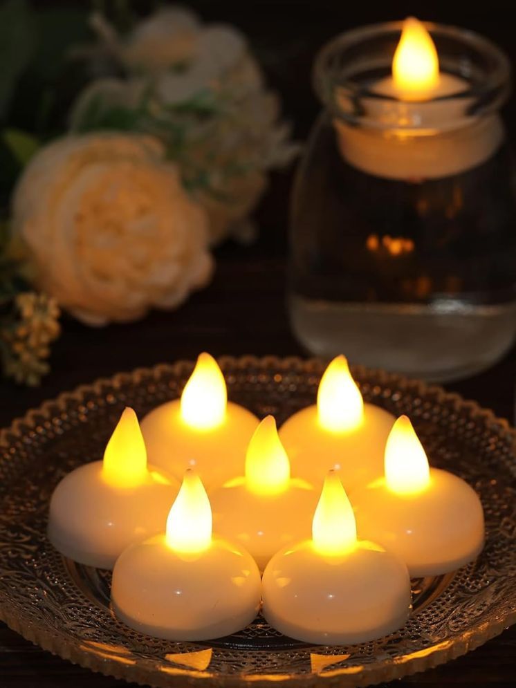     			VM SHOPPING MALL White Floating Candle 5 cm ( Pack of 1 )