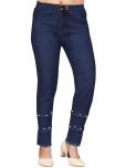 Aarika Girls Party Wear Navy Blue Colour Beads Emballished Denim Jeans